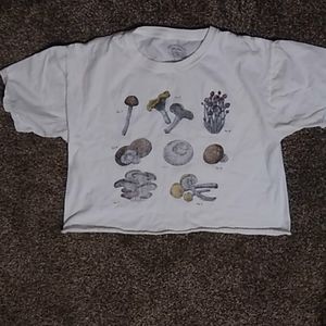 White juniors mushroom crop top t-shirt